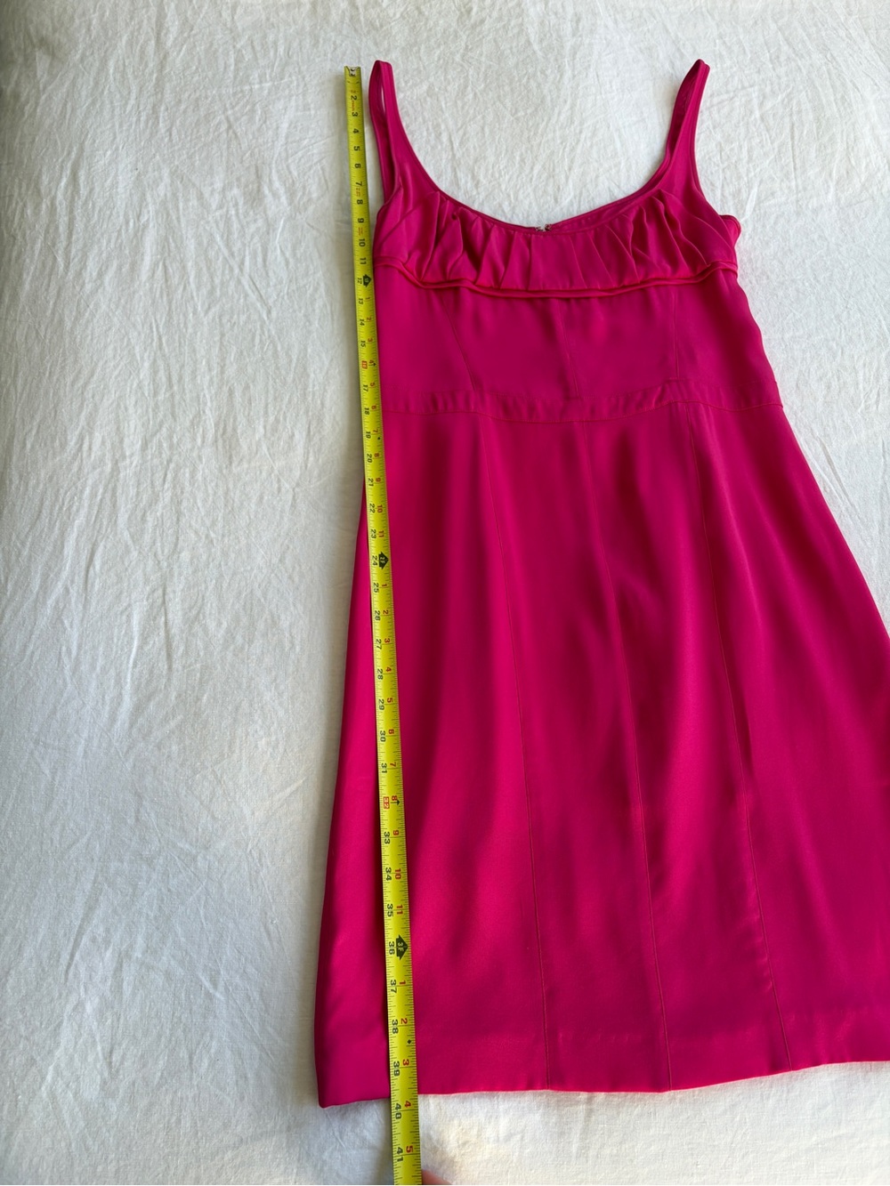 Vintage Narciso Rodriguez Silk Ruched Bust Tank Slip Midi Dress Hot Pink Fuschia - Picture 9 of 10